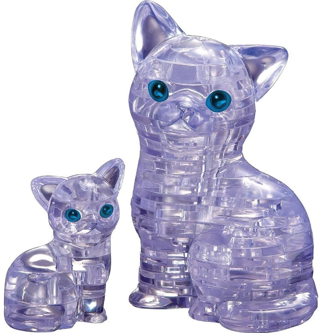 3dcrystal-90126-clear-cat-&-kitten-49-pieces-3d-puzzle