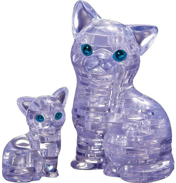 3dcrystal-90126-clear-cat-&-kitten-49-pieces-3d-puzzle
