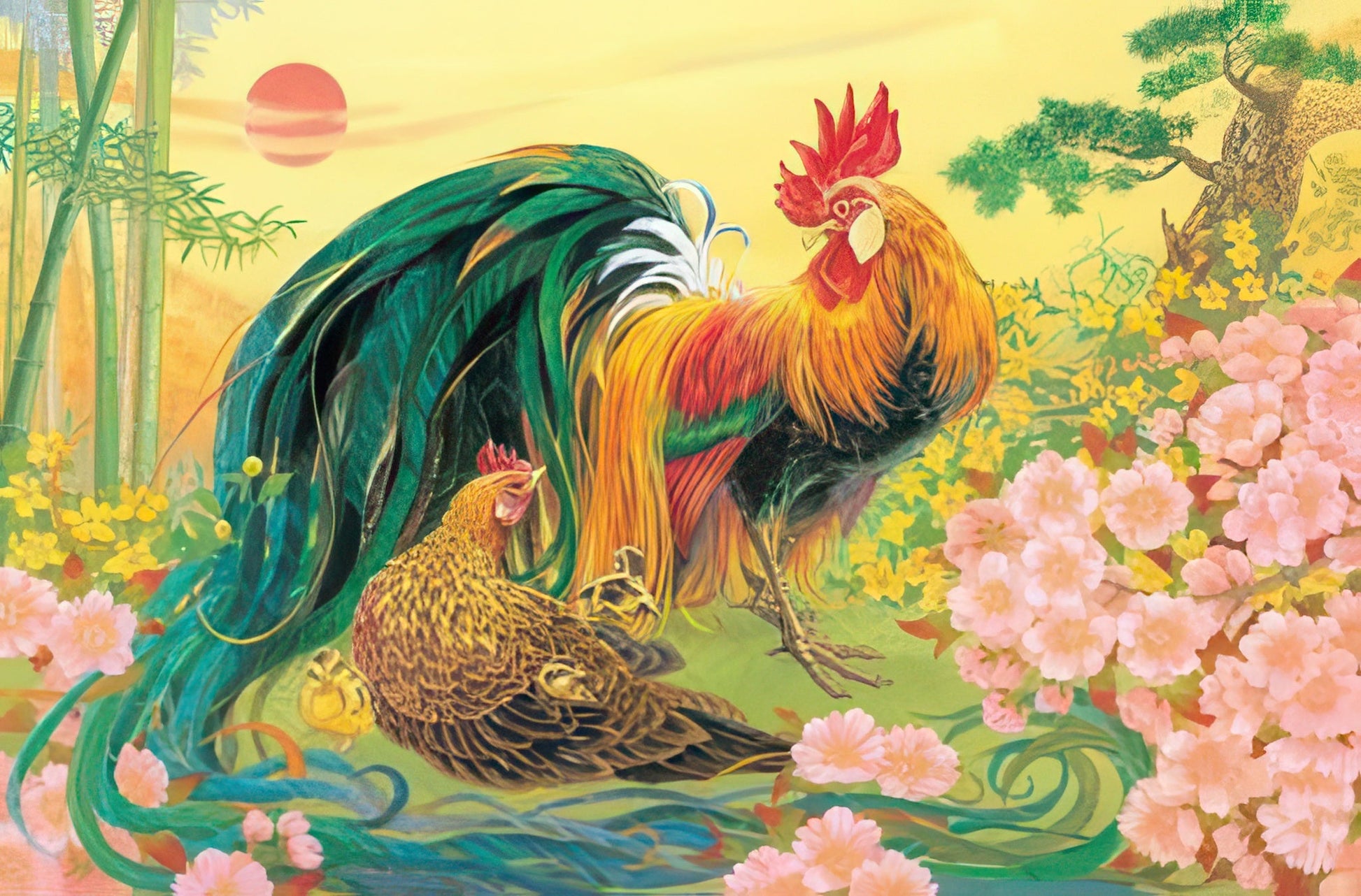 appleone-1000-454-religious-two-hens-rising-sun-1000-pieces-jigsaw-puzzle