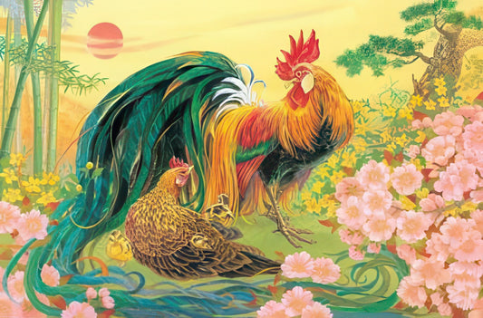 Appleone 1000-454　Religious • Two Hens, Rising Sun　1000 Pieces Jigsaw Puzzle