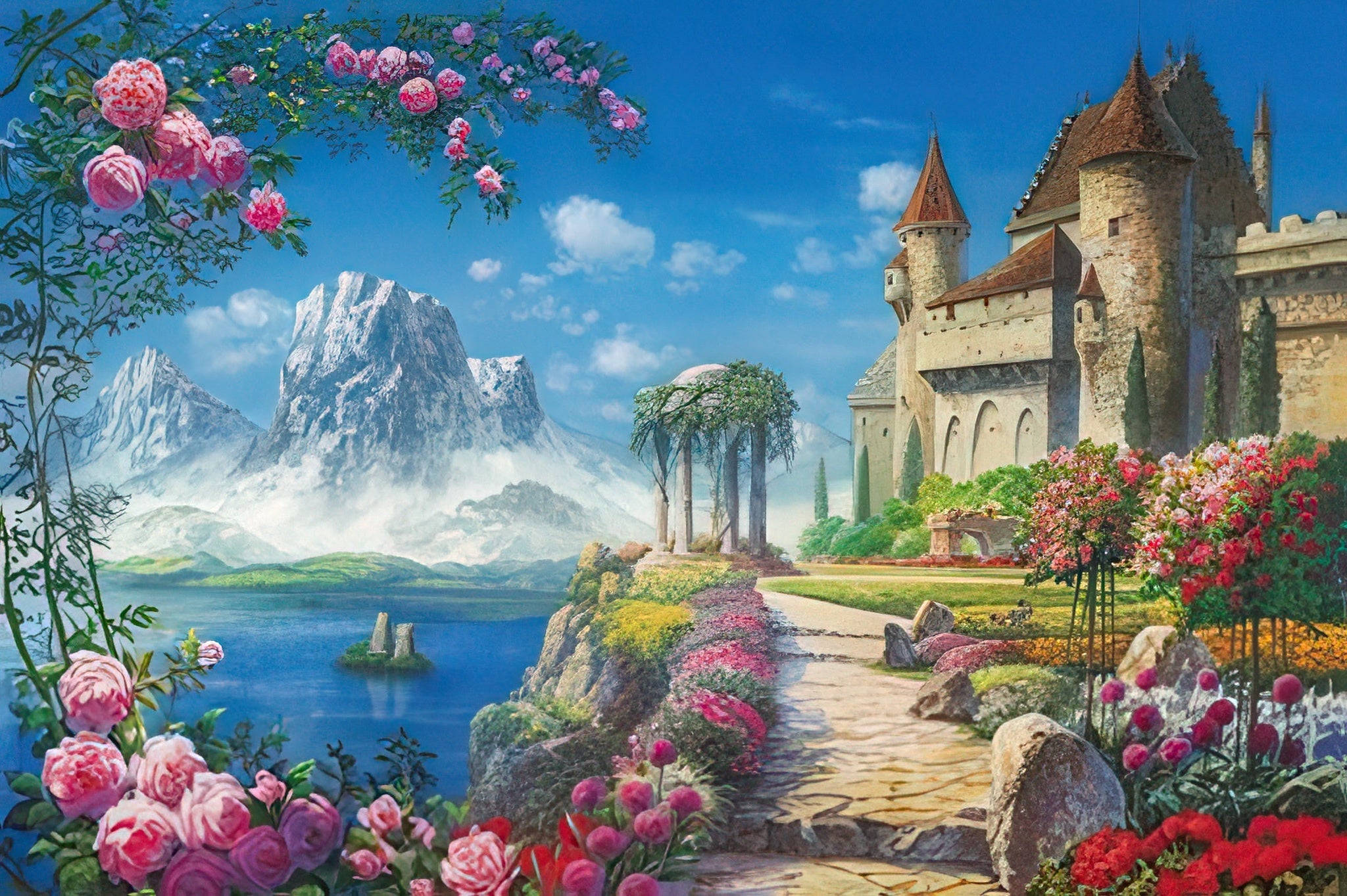 appleone-1000-491-old-castle-with-the-scent-of-roses-1000-pieces-jigsaw-puzzle