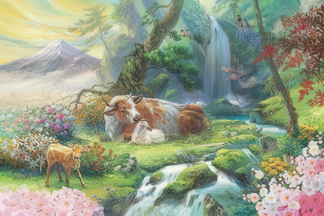 appleone-1000-627-good-fortune-cow-painting-1000-pieces-jigsaw-puzzle