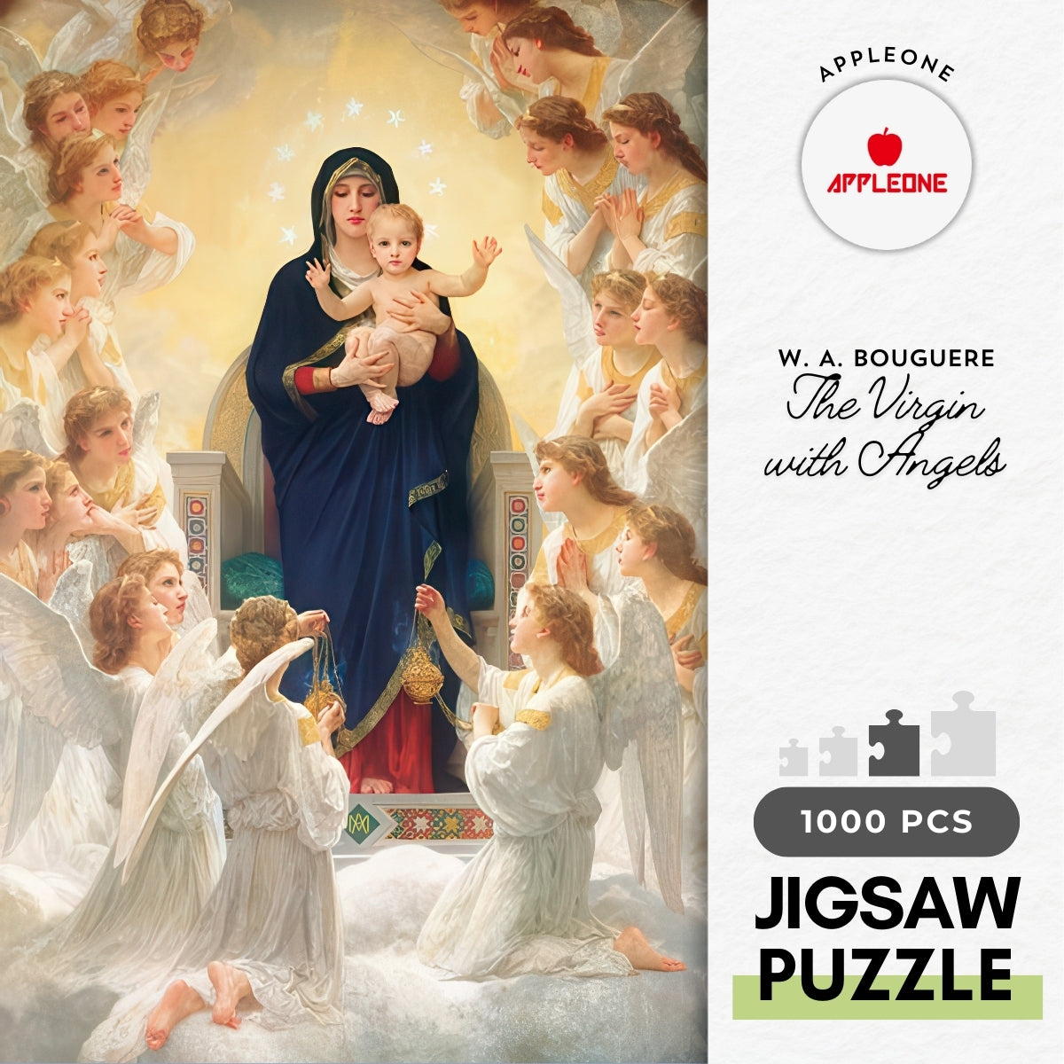 appleone-1000-674-fine-art-the-virgin-with-angels-1000-pieces-jigsaw-puzzle