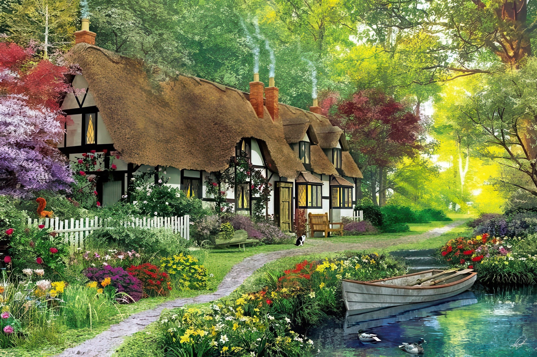 appleone-1000-761-country-house-in-the-sun-dappled-trees-1000-pieces-jigsaw-puzzle