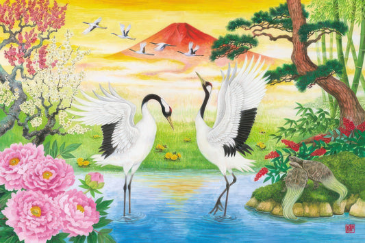 Appleone 1000-777　Illustration • Auspicious Crane Couple　1000 Pieces Jigsaw Puzzle