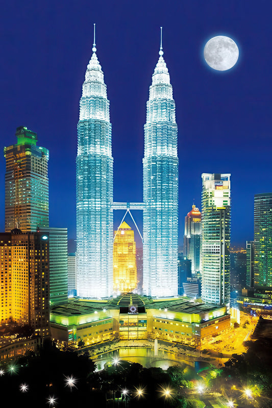 Appleone 1000-783　Scenery • Moonlight Twin Towers　1000 Pieces Jigsaw Puzzle