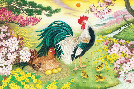 Appleone 1000-792　Illustration • Lucky Year of the Rooster　1000 Pieces Jigsaw Puzzle