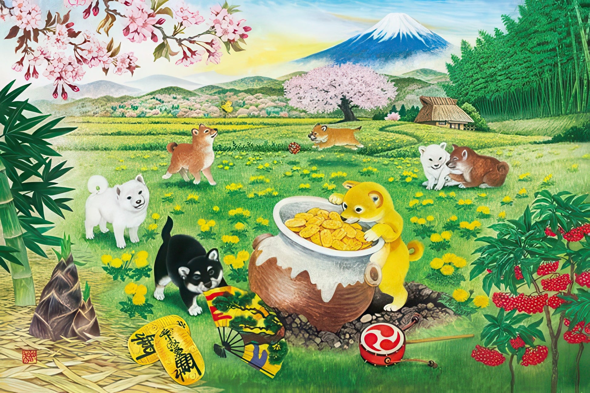 appleone-1000-812-illustration-auspicious-playful-puppies-1000-pieces-jigsaw-puzzle