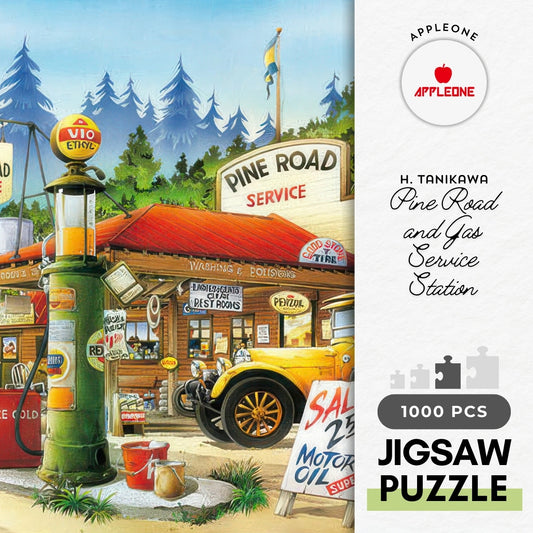 Appleone 1000-847　Illustration • Pine Road and Gas Service Station　1000 Pieces Jigsaw Puzzle