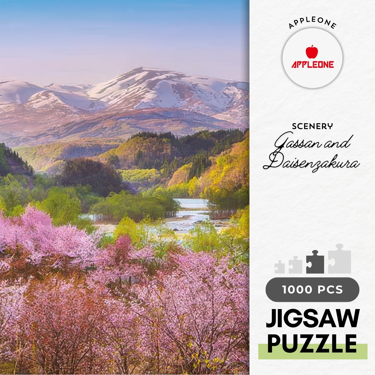 appleone-1000-910-scenery-gassan-and-daisenzakura-1000-pieces-jigsaw-puzzle