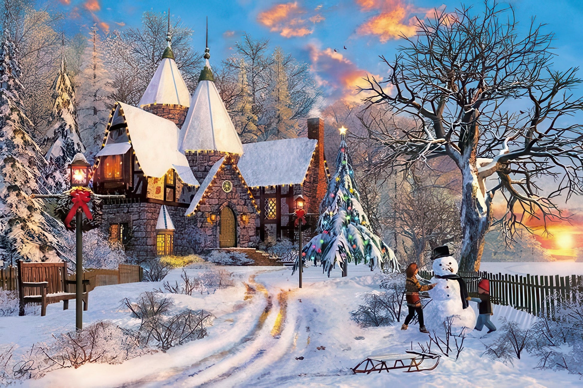 appleone-300-333-illustration-christmas-cottage-300-pieces-jigsaw-puzzle