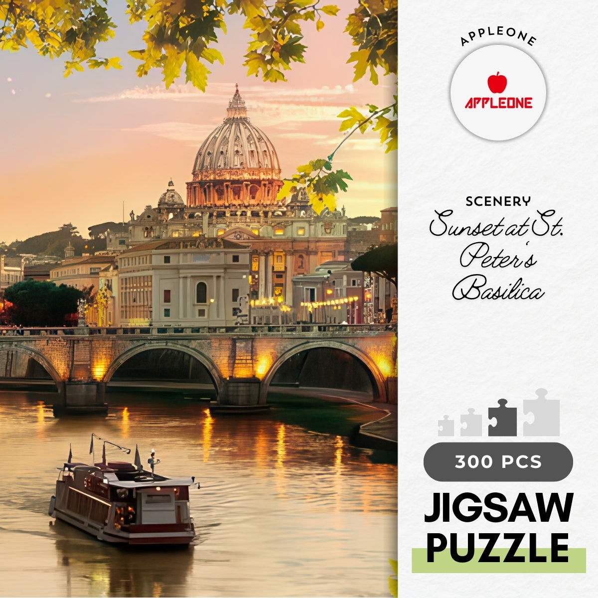 appleone-300-350-scenery-sunset-at-st-peter-s-basilica-300-pieces-jigsaw-puzzle