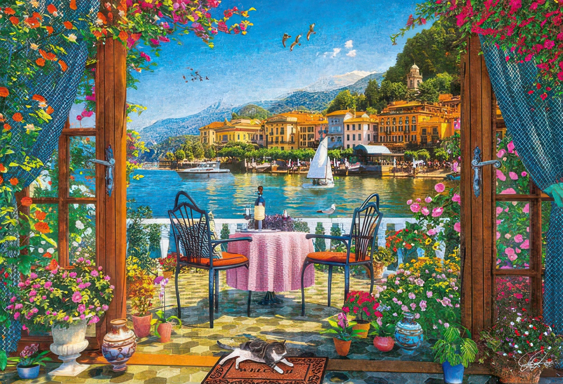 appleone-300-357-illustration-lake-como-holiday-300-pieces-jigsaw-puzzle