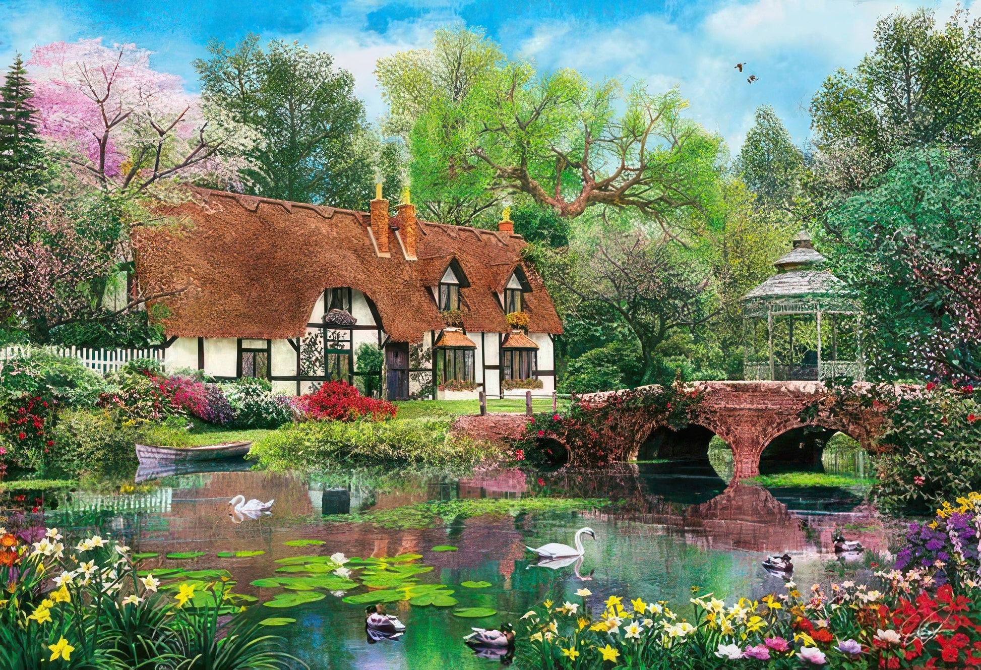 appleone-300-365-illustration-swan-pond-garden-300-pieces-jigsaw-puzzle