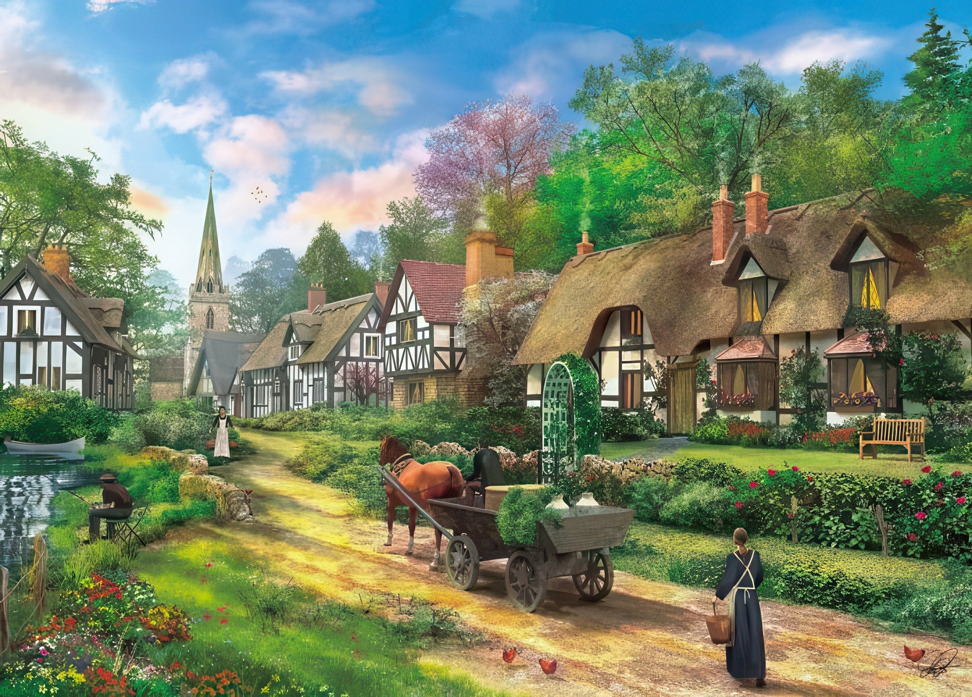 appleone-500-216-illustration-peasant-village-life-500-pieces-jigsaw-puzzle