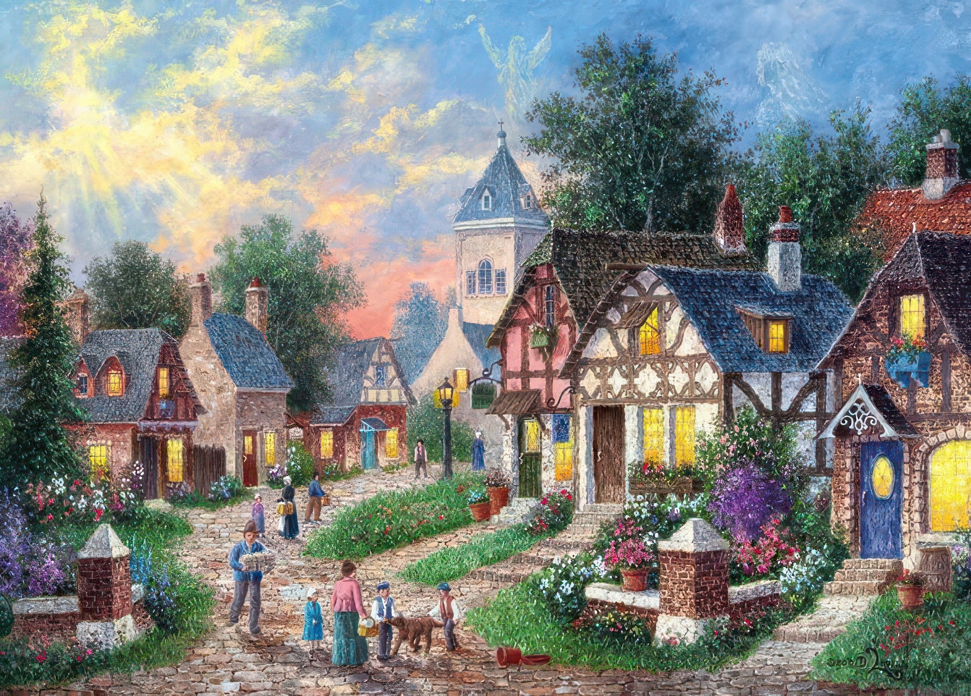 appleone-500-245-illustration-twilight-village-500-pieces-jigsaw-puzzle