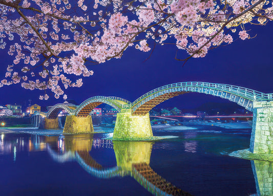 Appleone 500-268　Scenery • Evening Sakura, Kintai Bridge　500 Pieces Jigsaw Puzzle