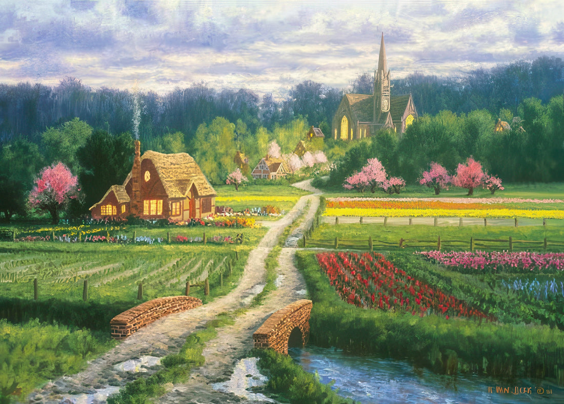 appleone-500-298-illustration-flower-garden-and-small-house-500-pieces-jigsaw-puzzle