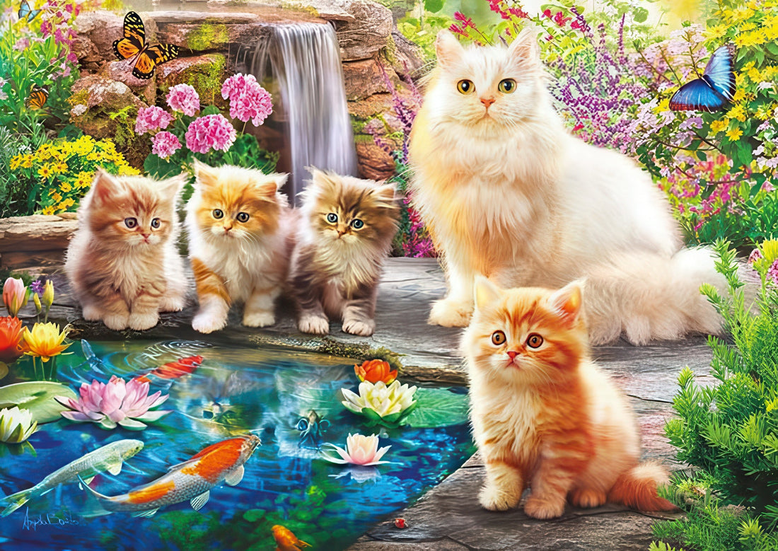 appleone-500-318-kitten-and-the-flower-garden-500-pieces-jigsaw-puzzle