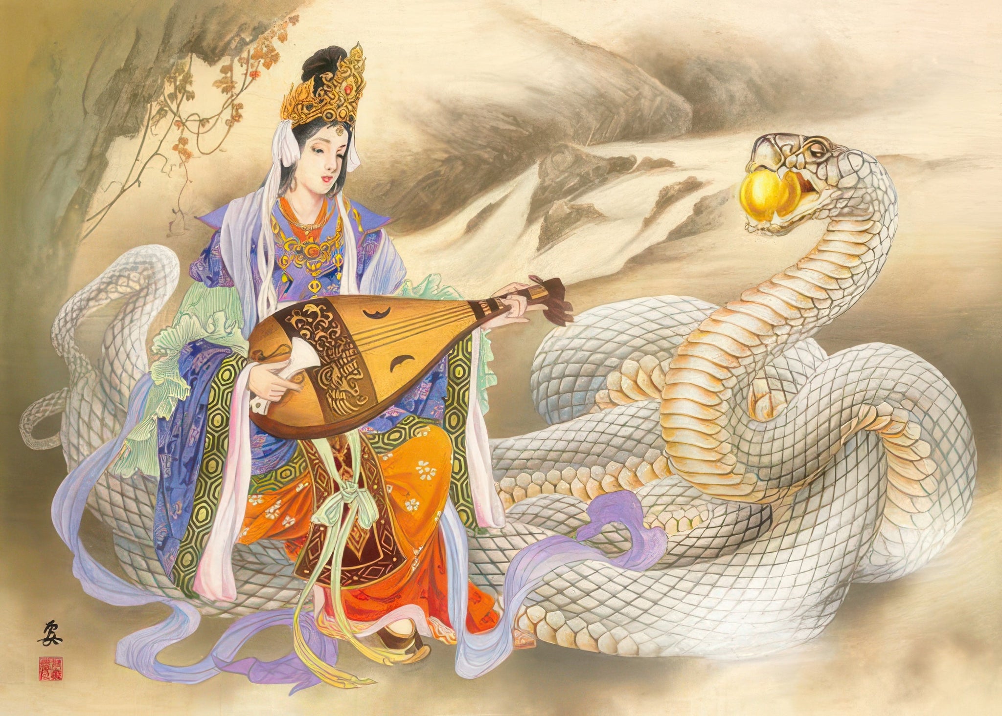 appleone-500-324-white-snake-and-benzaiten-500-pieces-jigsaw-puzzle