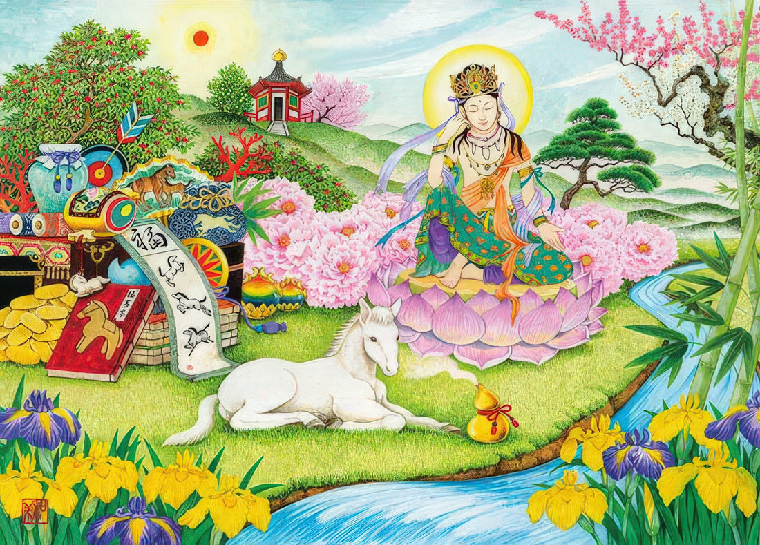 appleone-500-332-white-horse-and-kannon-bodhisattva-500-pieces-jigsaw-puzzle