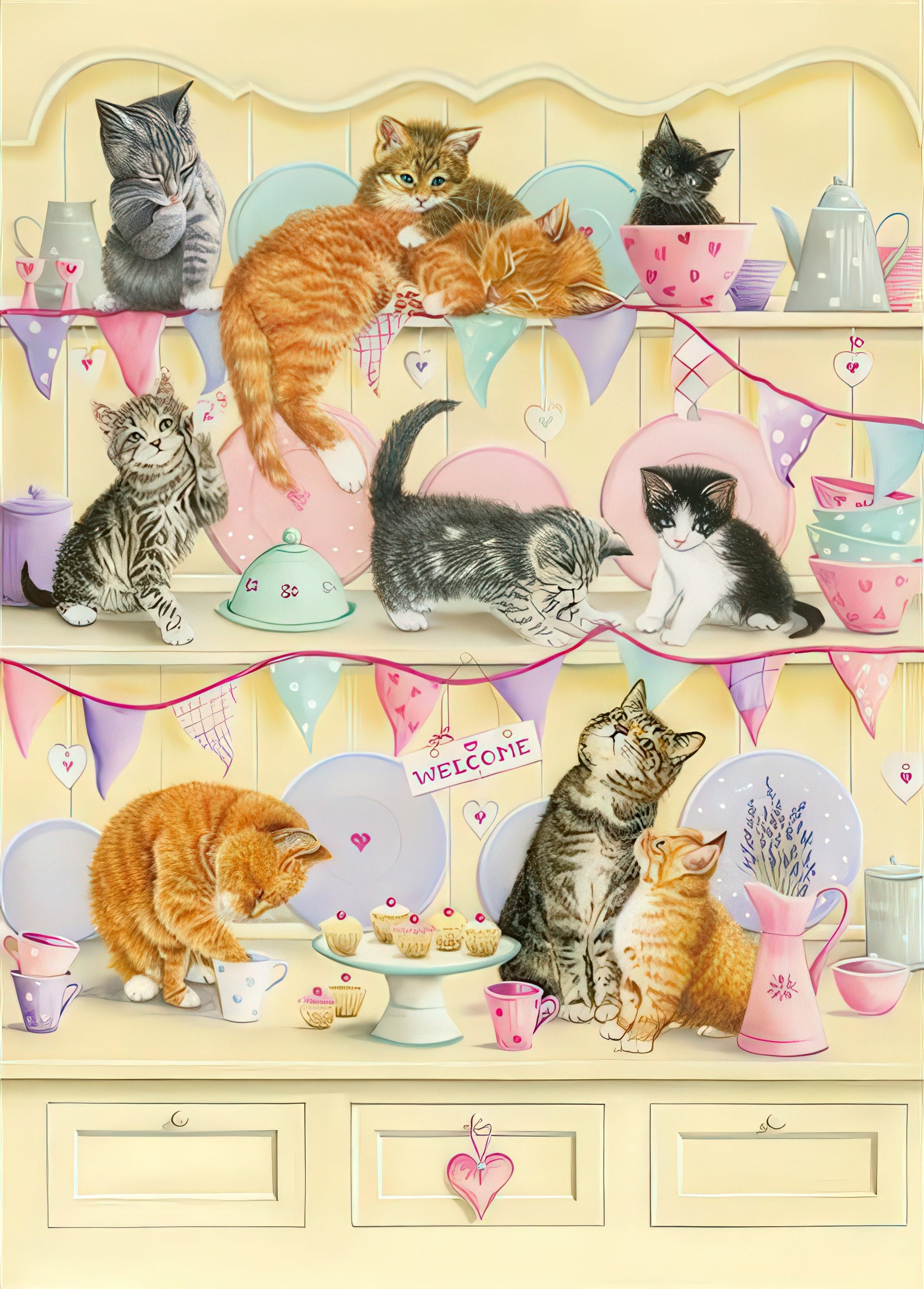 appleone-500-334-kitten's-whimsical-tea-time-500-pieces-jigsaw-puzzle