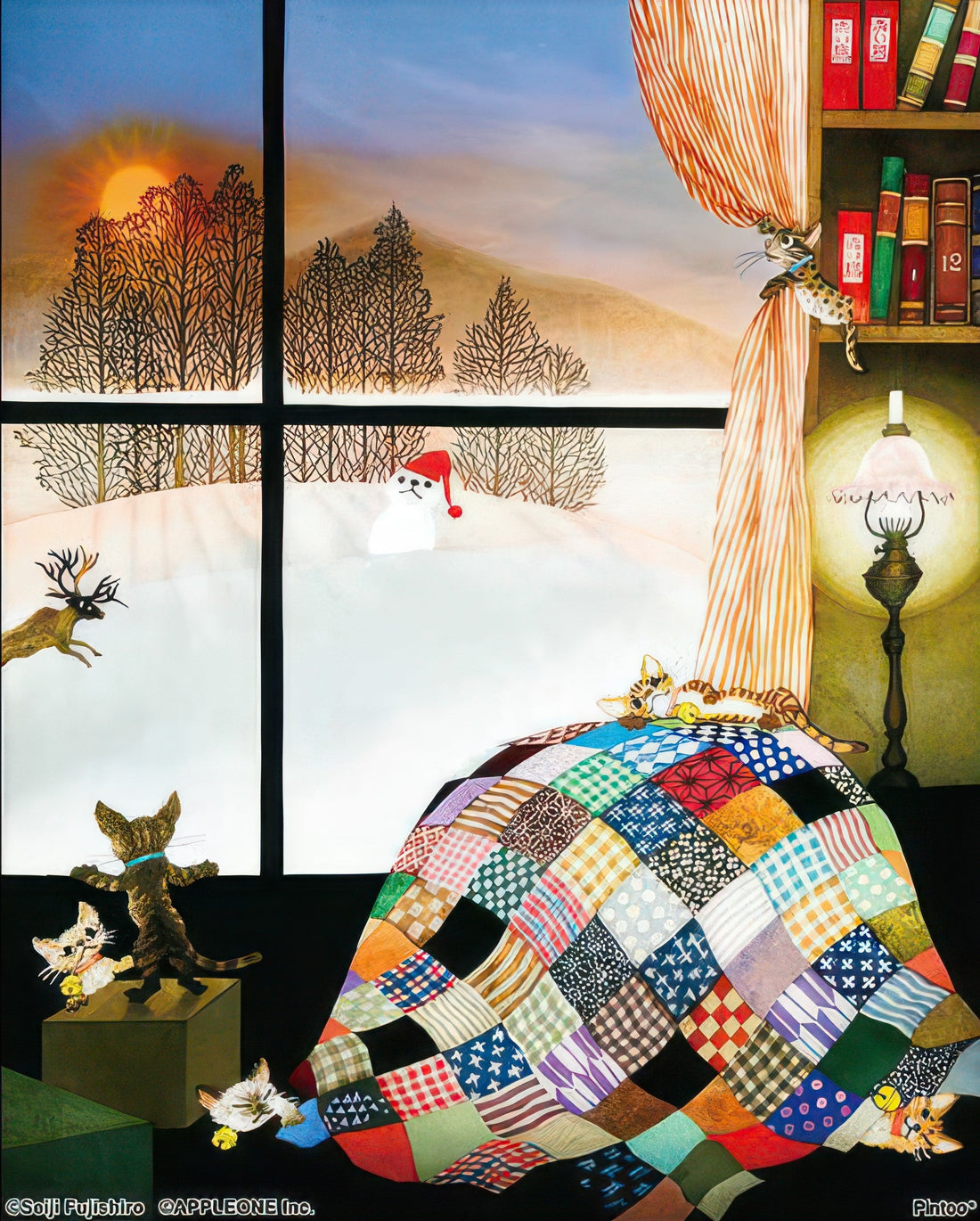 appleone-5080-306-winter-beauty:-hearth-cat-80-pieces-jigsaw-puzzle