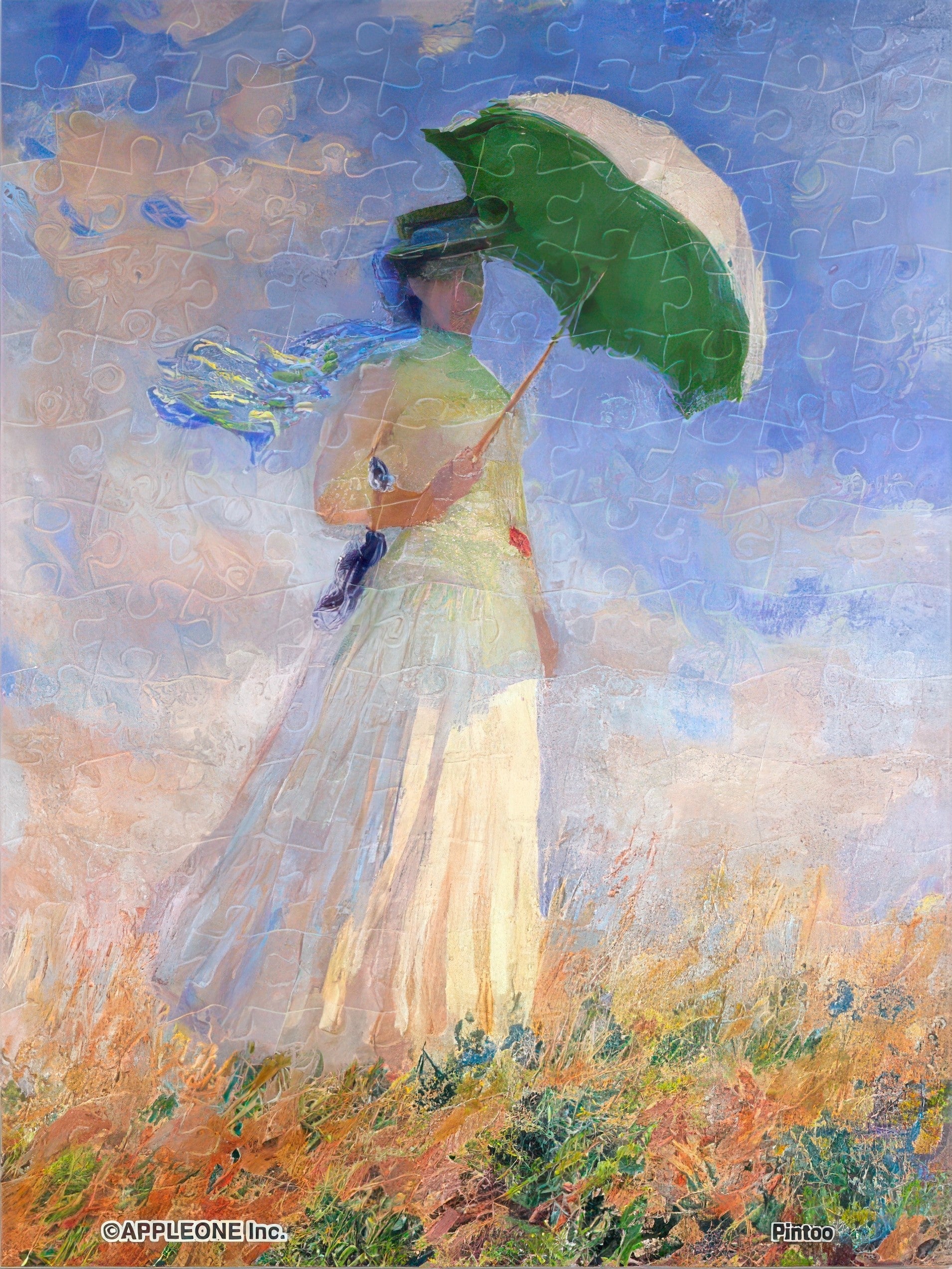 appleone-5150-004-fine-art-woman-with-a-parasol-madame-monet-and-her-son-150-pieces-plastic-puzzle-frame-set