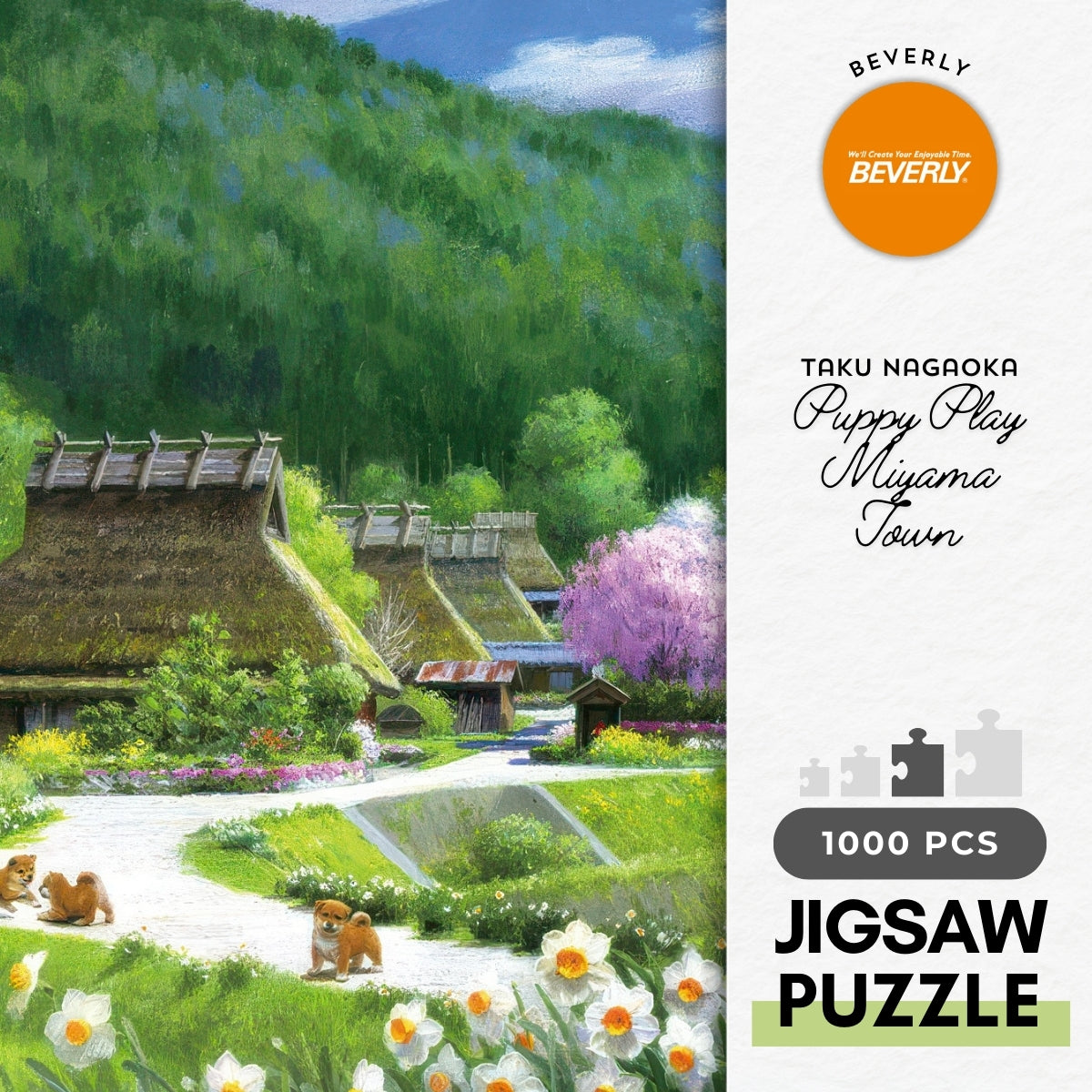 beverly-1000-001-illustration-puppy-play-miyama-town-1000-pieces-jigsaw-puzzle