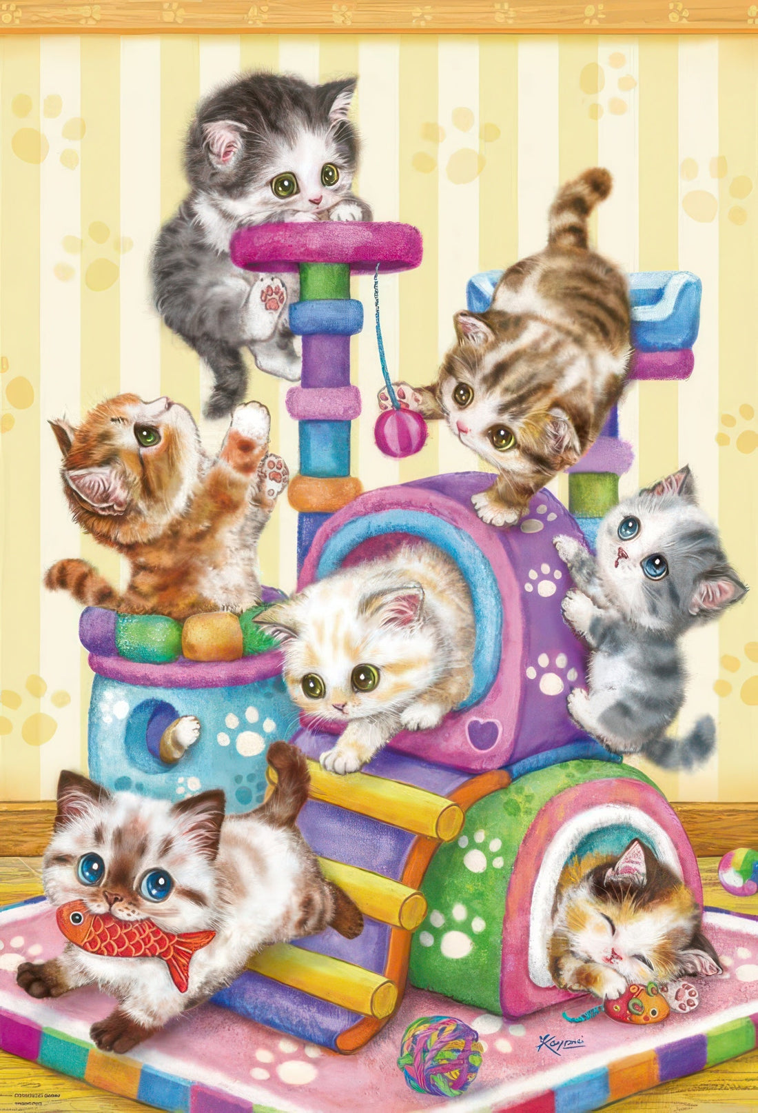 beverly-1000-029-animal-everyone-s-cat-tower-1000-pieces-jigsaw-puzzle