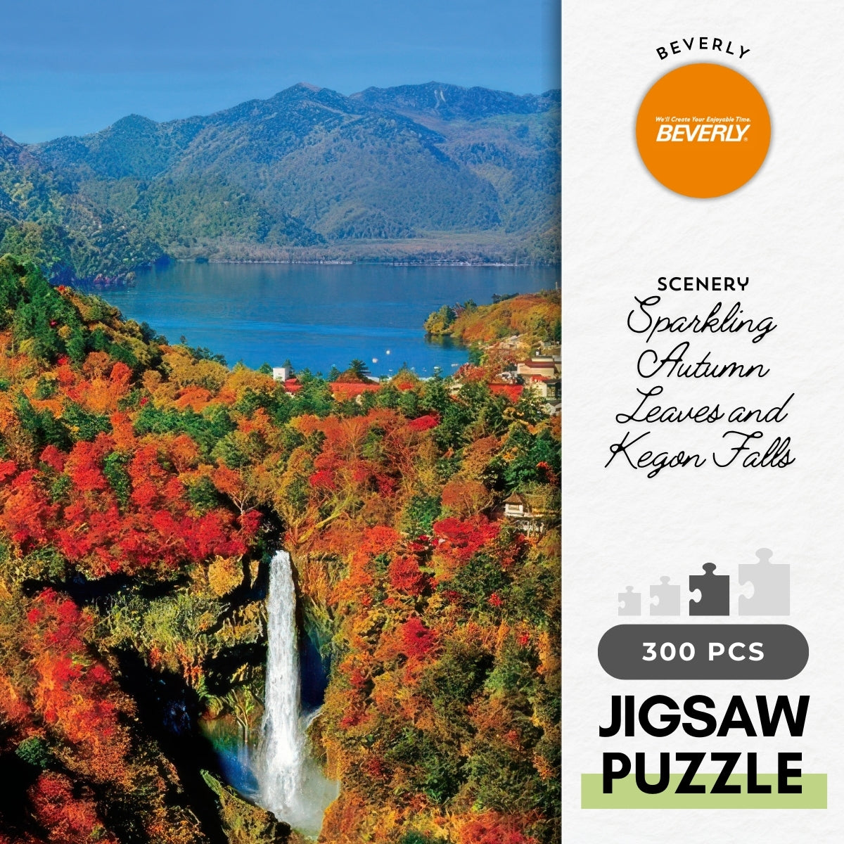 beverly-300-106-scenery-sparkling-autumn-leaves-and-kegon-falls-300-pieces-jigsaw-puzzle