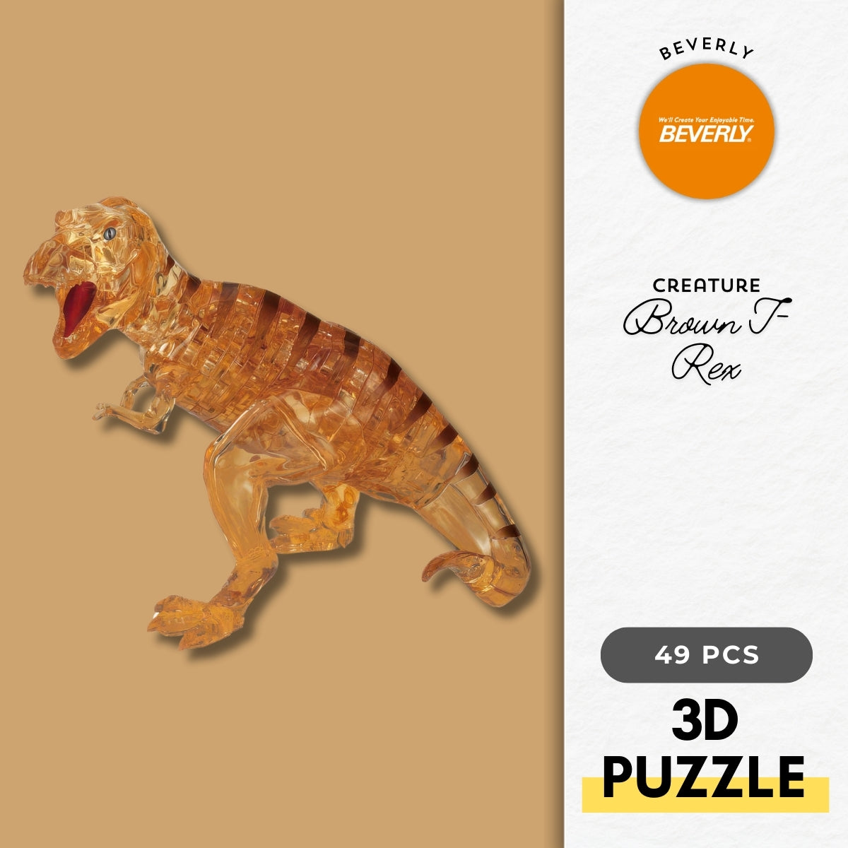 beverly-50226-dinosaur-brown-t-rex-49-pieces-crystal-3d-puzzle