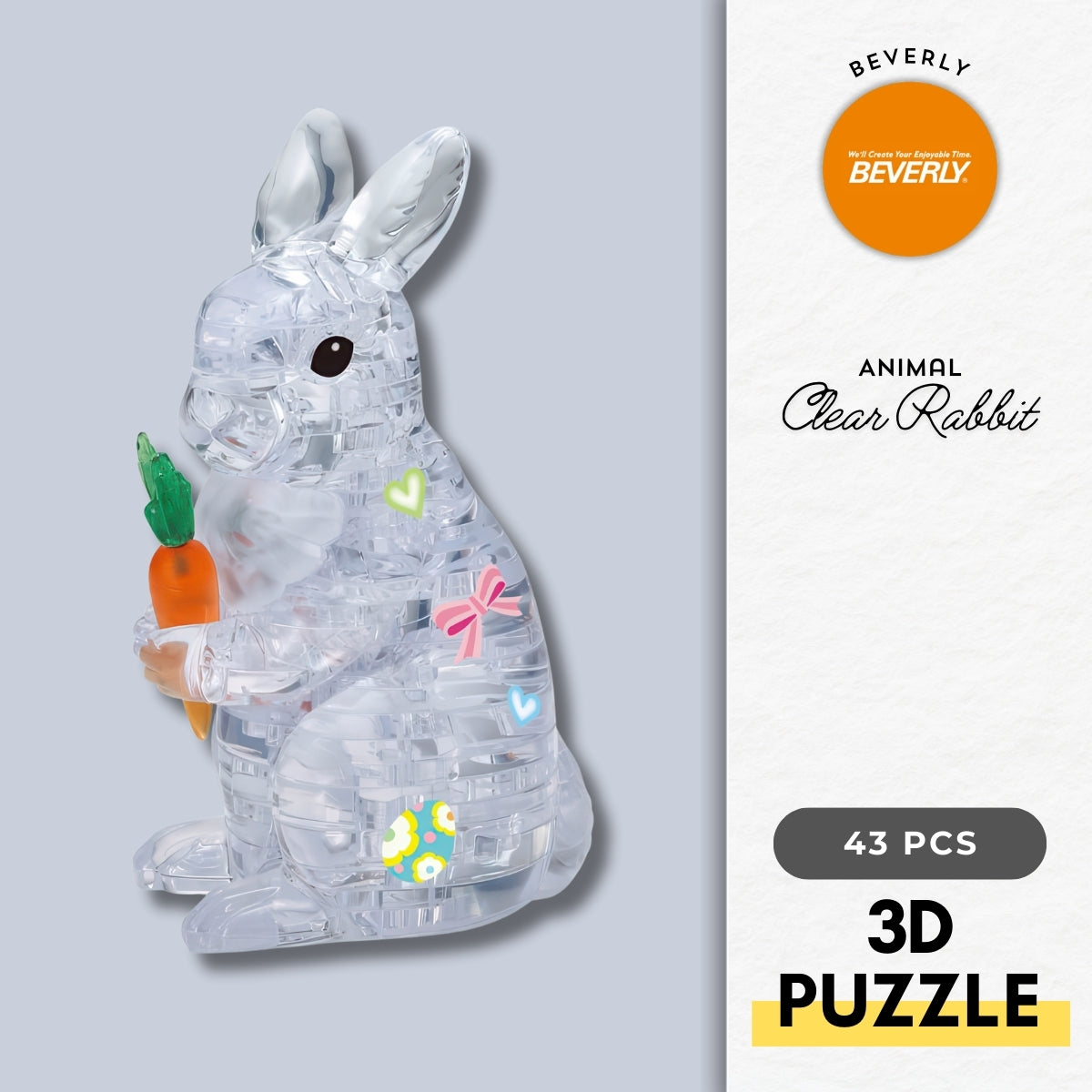 beverly-50233-animal-clear-rabbit-43-pieces-crystal-3d-puzzle