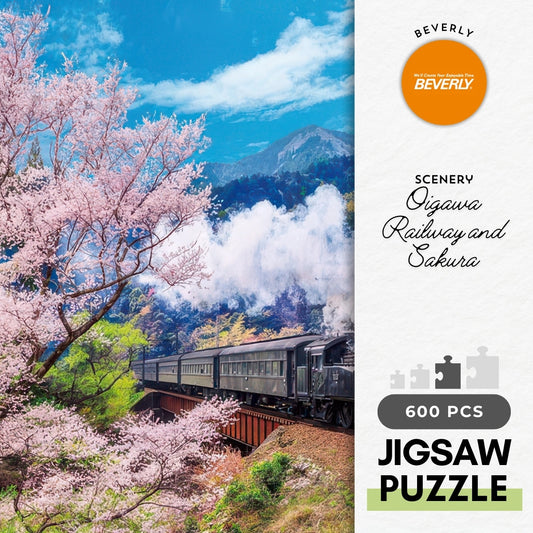 Beverly 600-006　Scenery • Oigawa Railway and Sakura　600 Pieces Jigsaw Puzzle