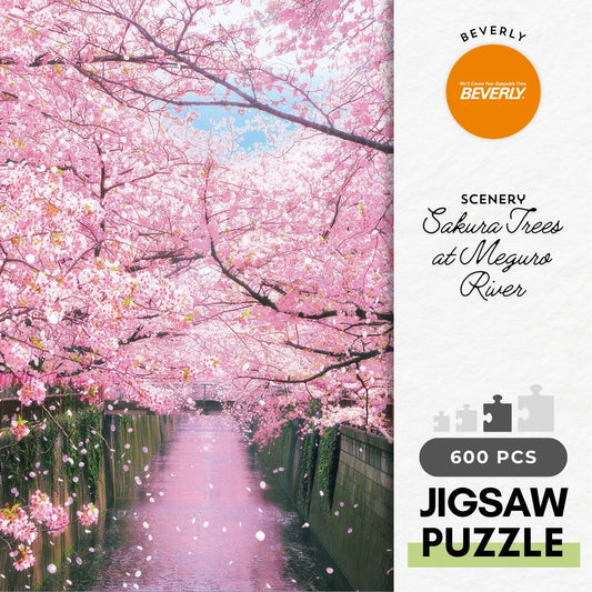 Beverly 600-017　Scenery • Sakura Trees at Meguro River　600 Pieces Jigsaw Puzzle