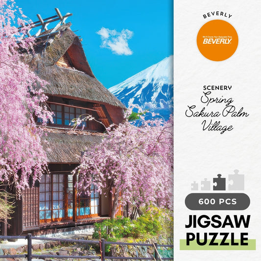 Beverly 600-018　Scenery • Spring Sakura Palm Village　600 Pieces Jigsaw Puzzle