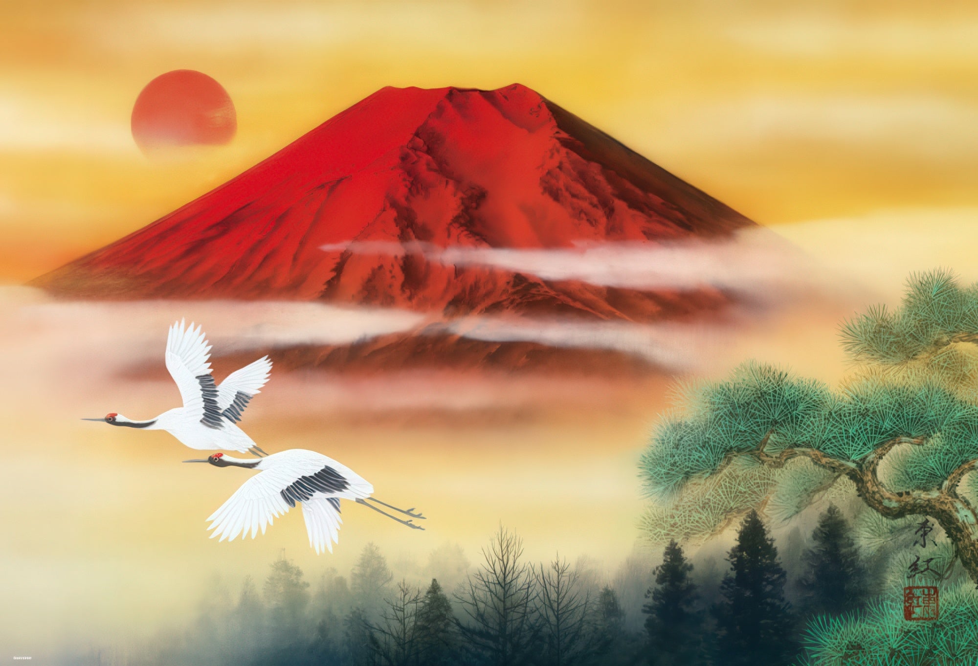 beverly-61-392-religious-red-fuji-and-flying-crane-1000-pieces-jigsaw-puzzle