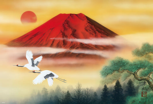 Beverly 61-392　Religious • Red Fuji and Flying Crane　1000 Pieces Jigsaw Puzzle