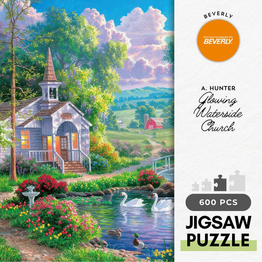 Beverly 66-159　Illustration • Glowing Waterside Church　600 Pieces Jigsaw Puzzle