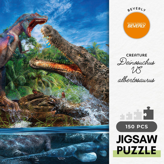 Beverly L74-190　Dinosaur • Deinosuchus VS Albertosaurus　150 Pieces Jigsaw Puzzle