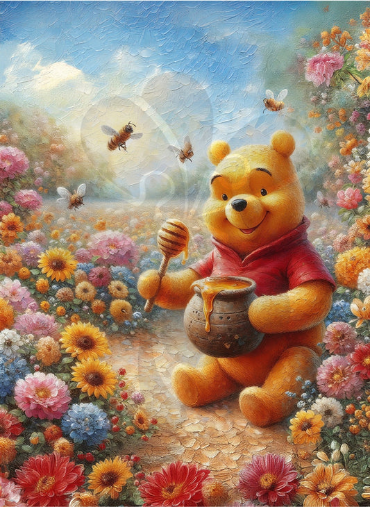 Clover D05-017　Winnie the Pooh • Surrounded by Flowers　500 Pieces Jigsaw Puzzle