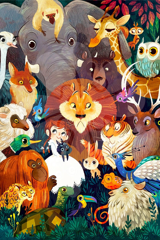 Clover K10-003　Illustration • Surrounded by Animals　1000 Pieces Jigsaw Puzzle