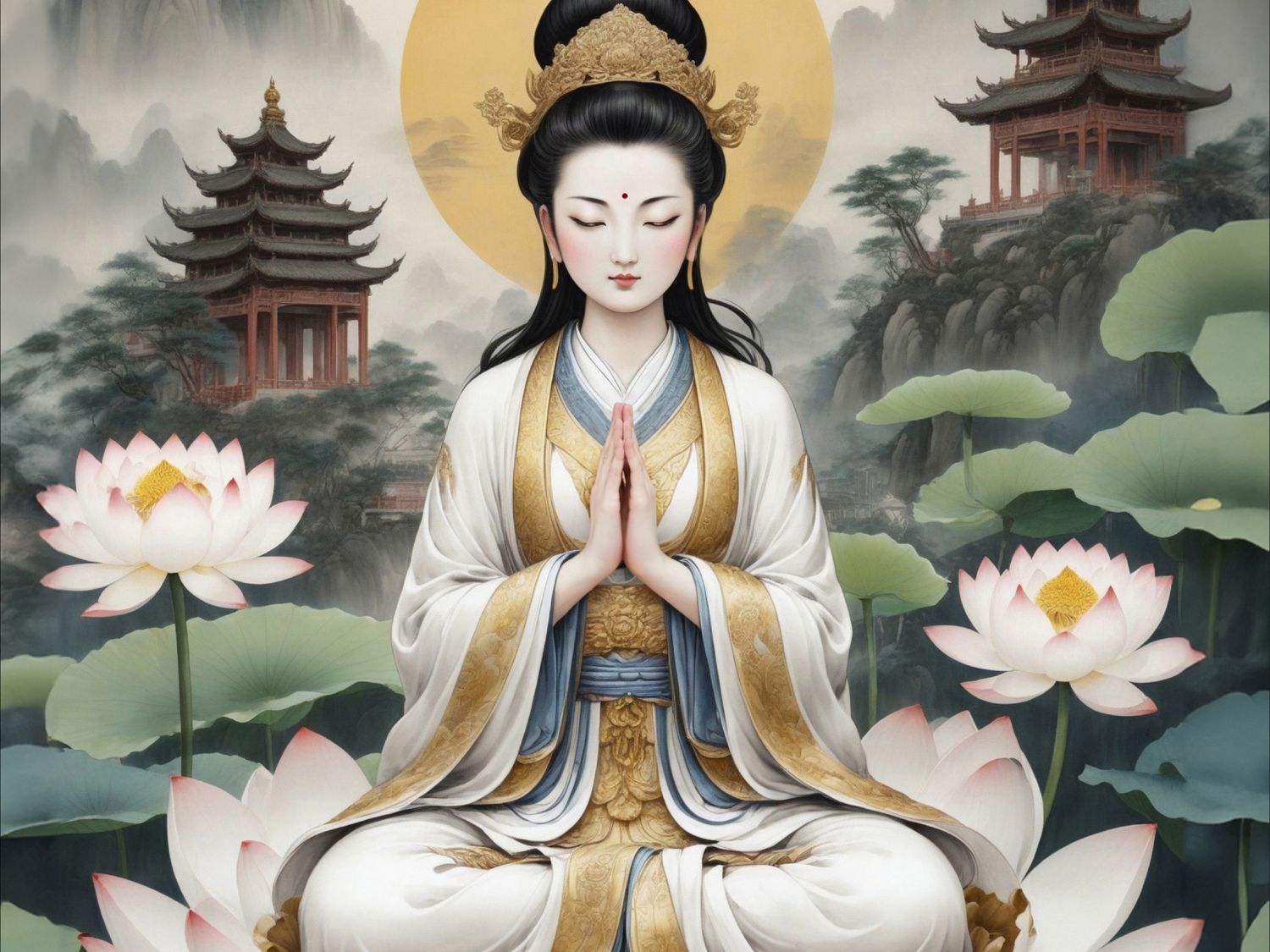 Clover • Guanyin • Serene Goddess　1000 PCS　Plastic　Jigsaw Puzzle