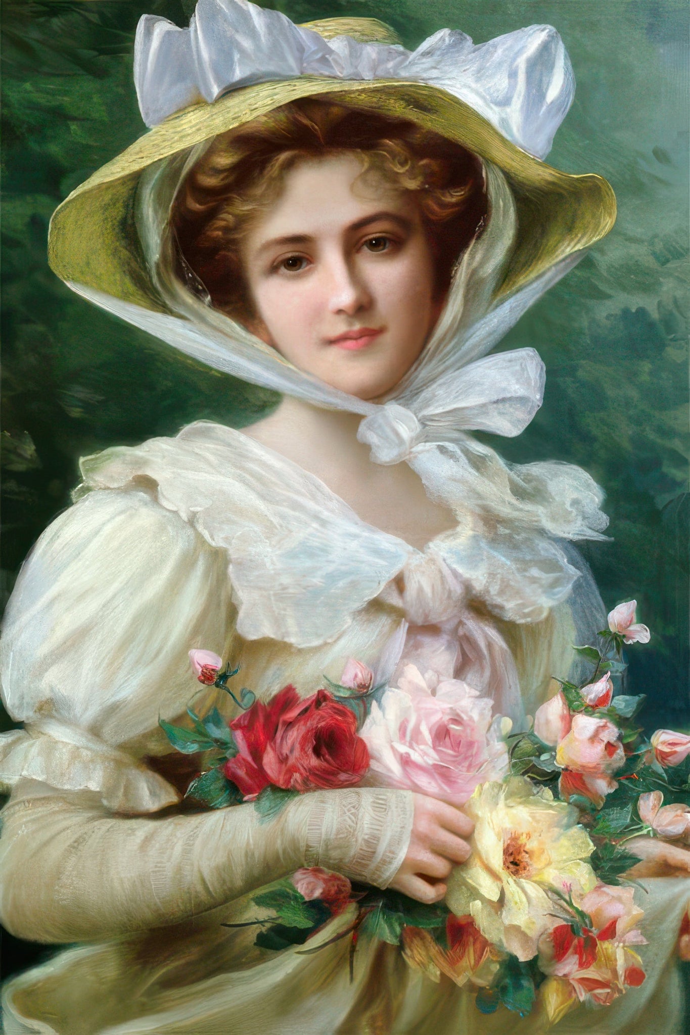 cuties-1000-080-fine-art-lady-with-a-bouquet-of-roses-1000-pieces-jigsaw-puzzle