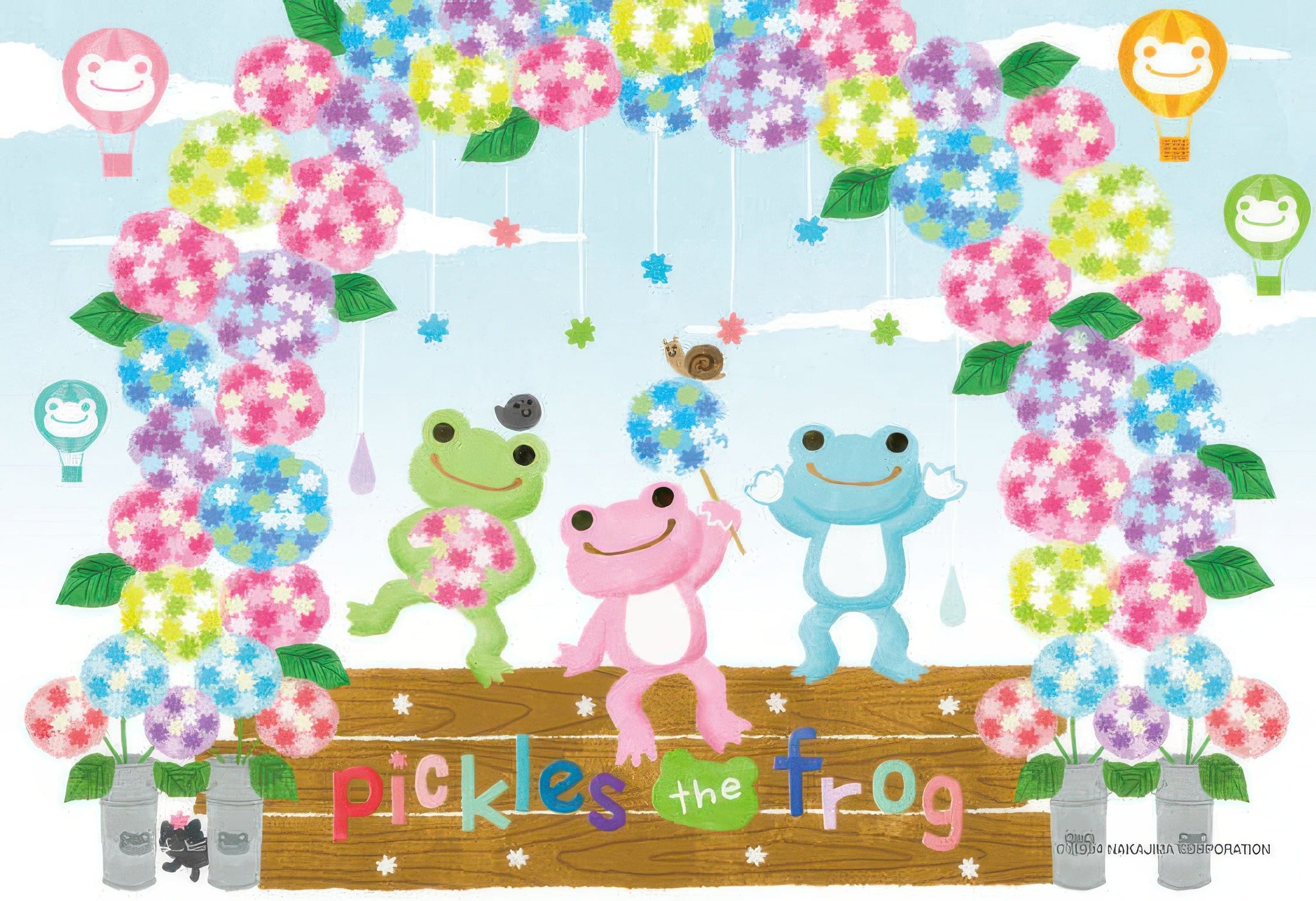 cuties-300-201-pickles-the-frog-hydrangea-confetti-300-pieces-jigsaw-puzzle