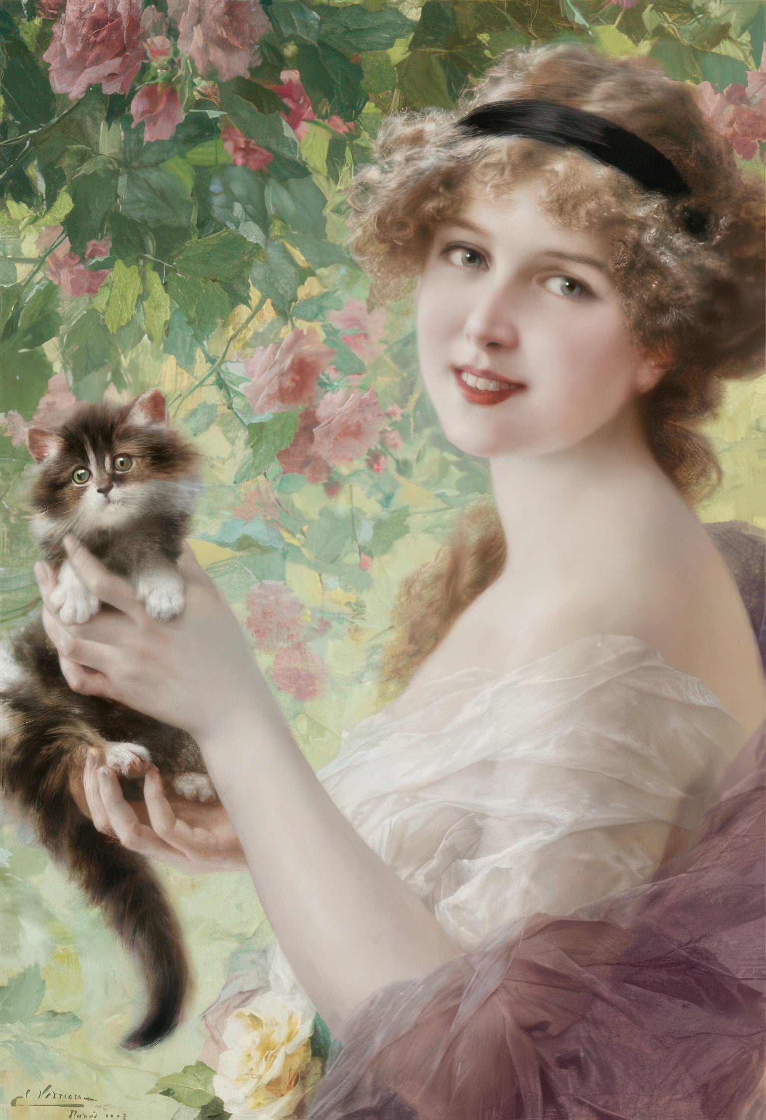 cuties-300-236-fine-art-lady-with-a-kitten-300-pieces-jigsaw-puzzle