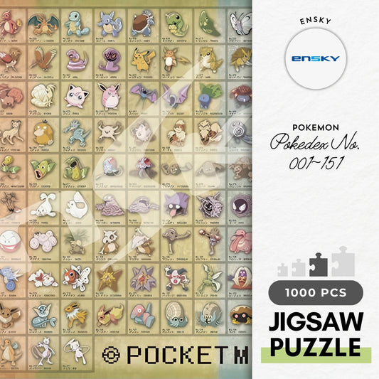 Ensky 1000T-31　Pokemon • Pokedex No. 001~151　1000 Pieces Jigsaw Puzzle