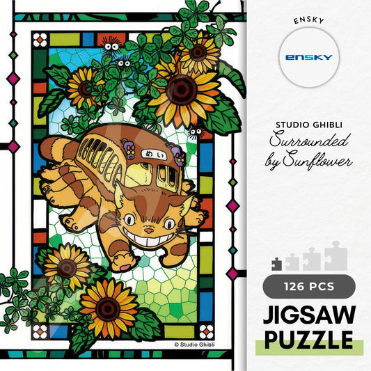 Ensky 126-AC62　My Neighbor Totoro • Surrounded by Sunflower　126 Pieces Crystal Jigsaw Puzzle