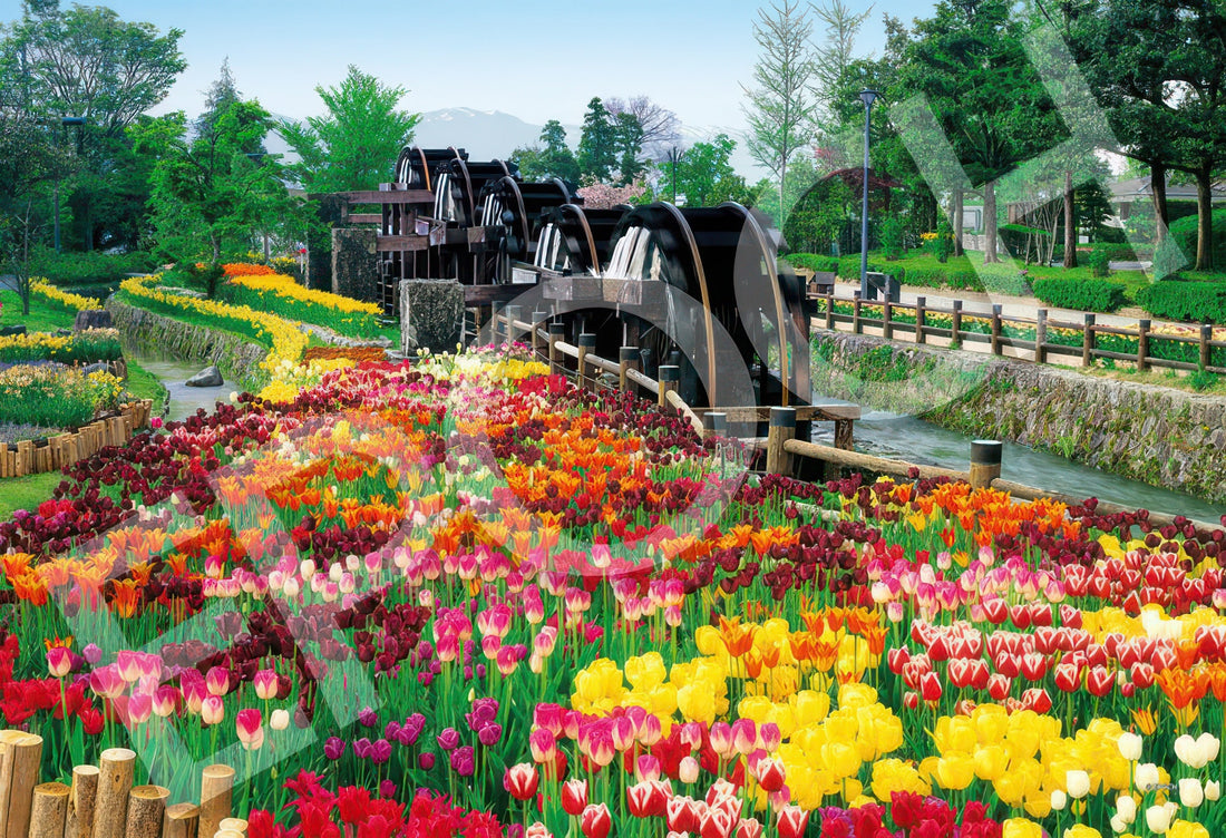 epoch-31-039-scenery-waterwheels-and-flowering-park-toyama-1053-pieces-jigsaw-puzzle