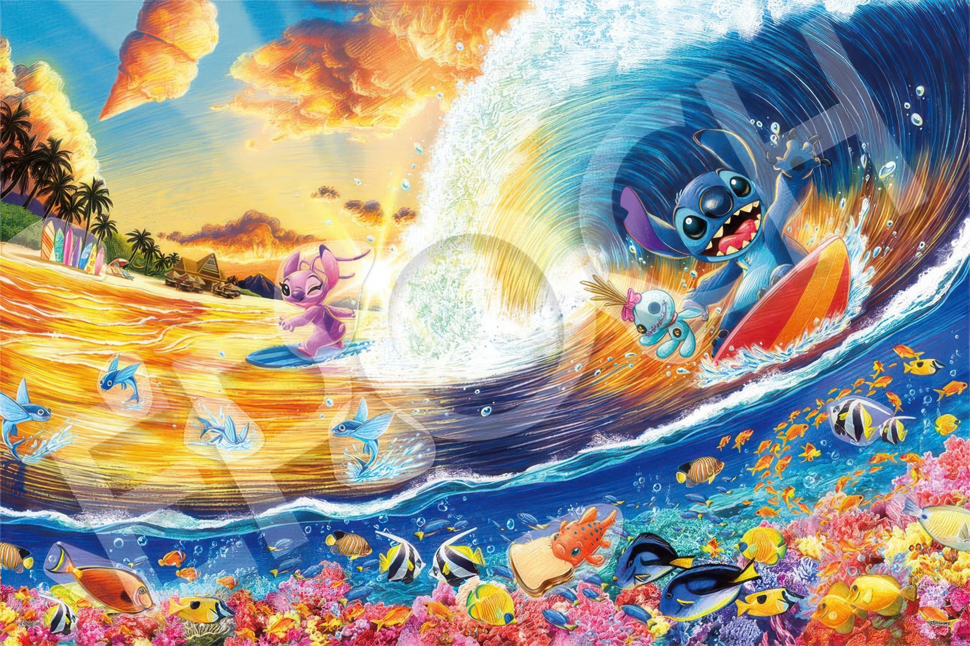 epoch-97-803-lilo-stitch-sunset-surfing-1000-pieces-jigsaw-puzzle